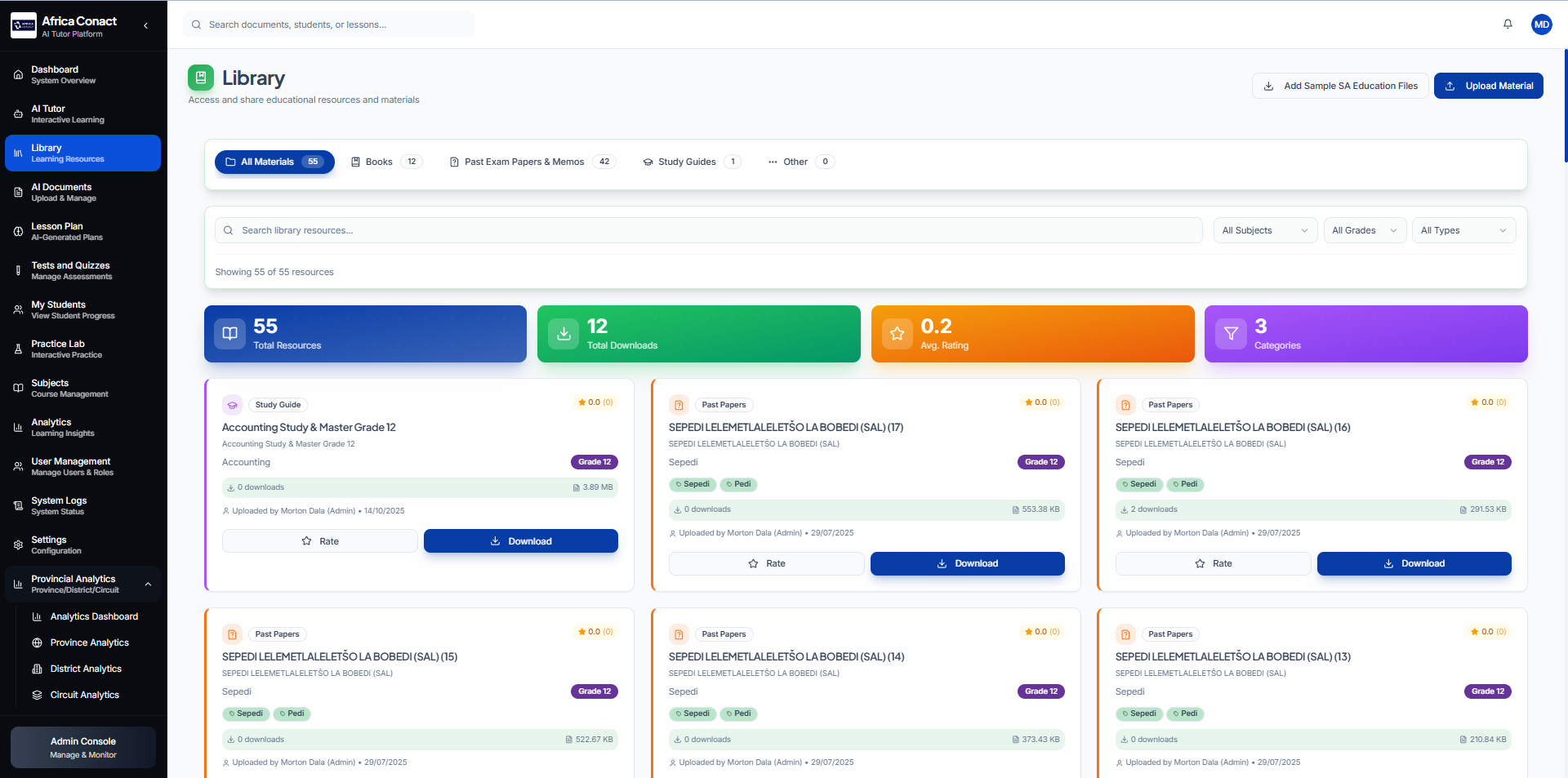 Africa Conact Digital Library - Educational resources, past papers, and study materials